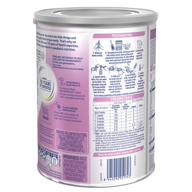 Nestle NAN SENSITIVE Premium Infant Formula for Newborns Suitable from Birth 800g