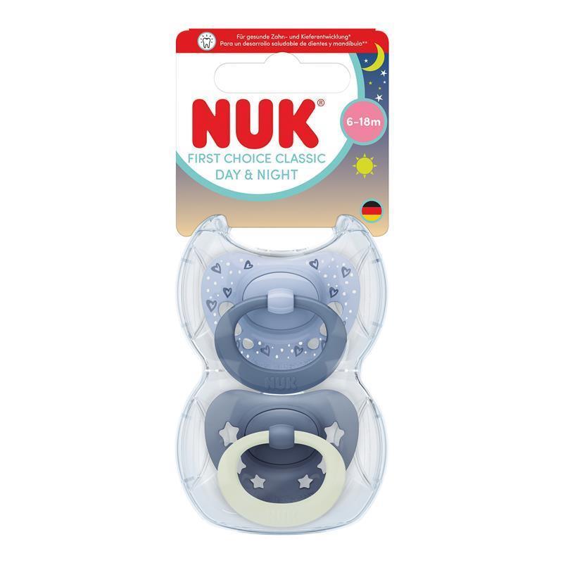 NUK First Choice Classic Day and Night Soother 6-18m Blue