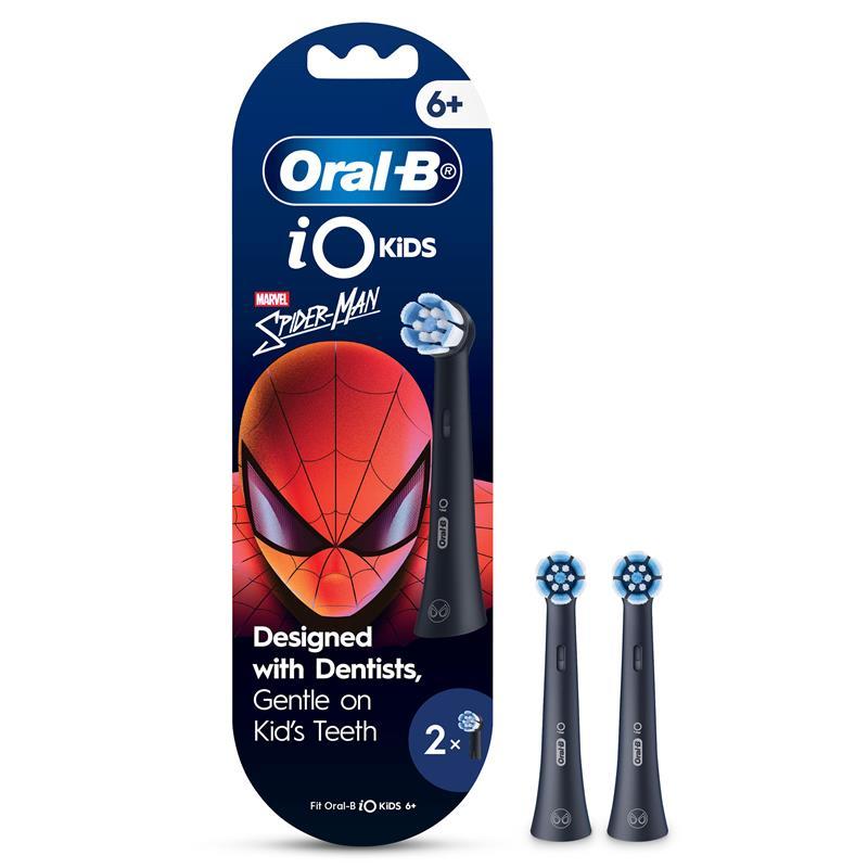 Oral B Electric Toothbrush iO Kids Clean & Gentle Spiderman Refills Black 2 Pack