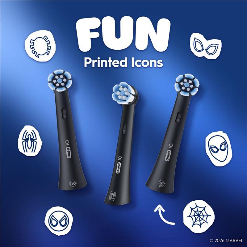 Oral B Electric Toothbrush iO Kids Clean & Gentle Spiderman Refills Black 2 Pack