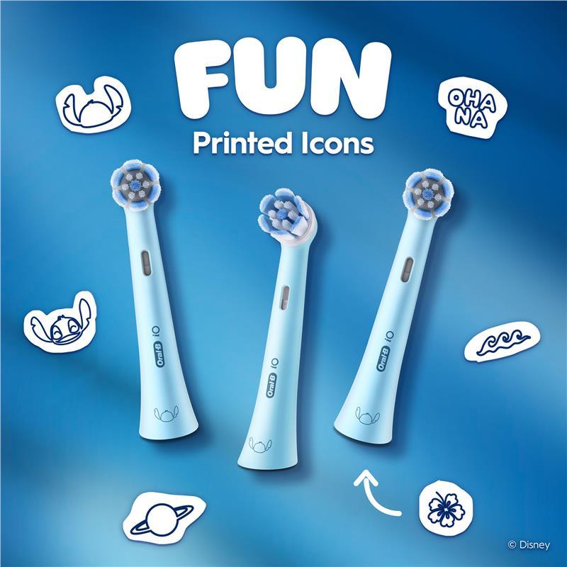 Oral B Electric Toothbrush iO Kids Clean & Gentle Stitch Refills Blue 2 Pack