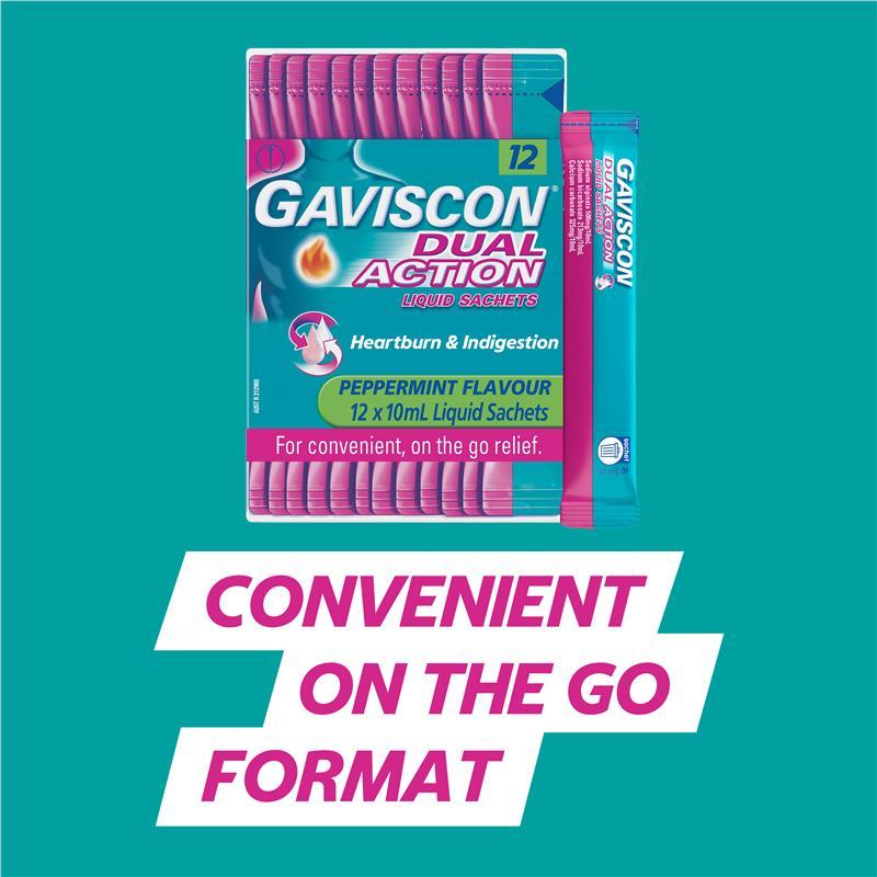 Gaviscon Dual Action Liquid Sachets Peppermint 48 Pack