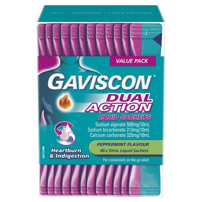 Gaviscon Dual Action Liquid Sachets Peppermint 48 Pack