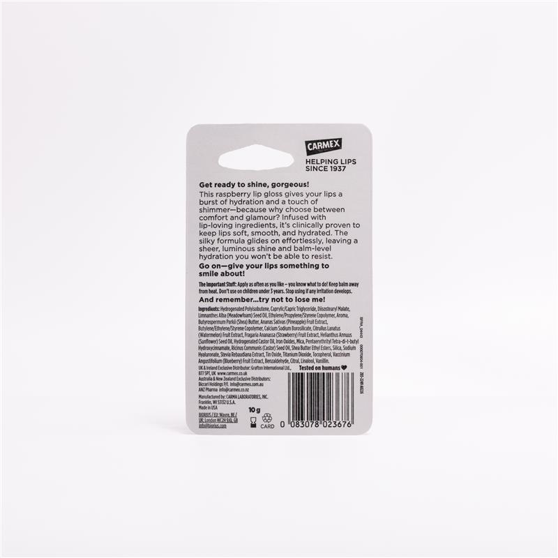 Carmex Lip Gloss with Shimmer Tube Raspberry 10g