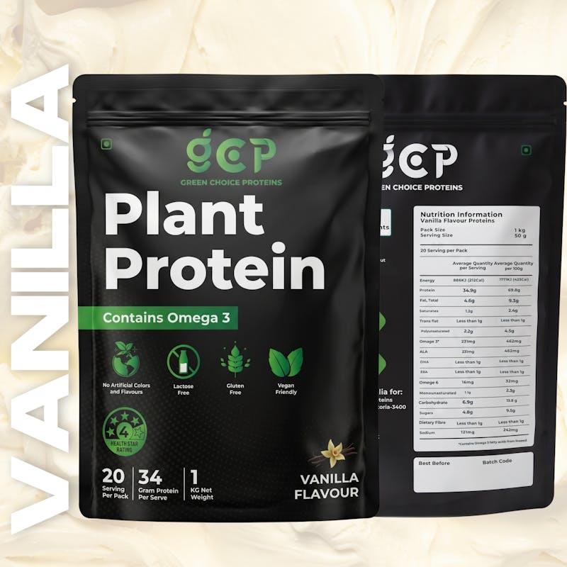 Green Choice Proteins - Vanilla Flavored Protein Powder - Plant Based Protein 1Kg