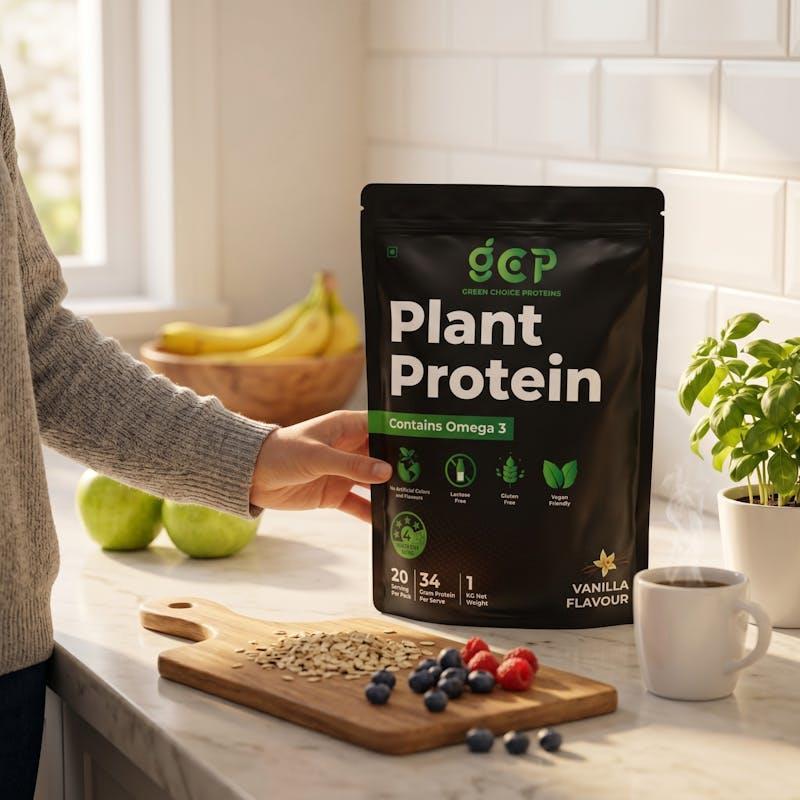 Green Choice Proteins - Vanilla Flavored Protein Powder - Plant Based Protein 1Kg
