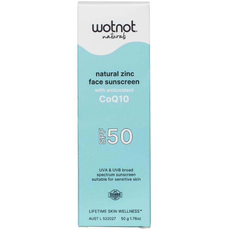 Wotnot Naturals Zinc Face Sunscreen With Antioxidant CoQ10 50g
