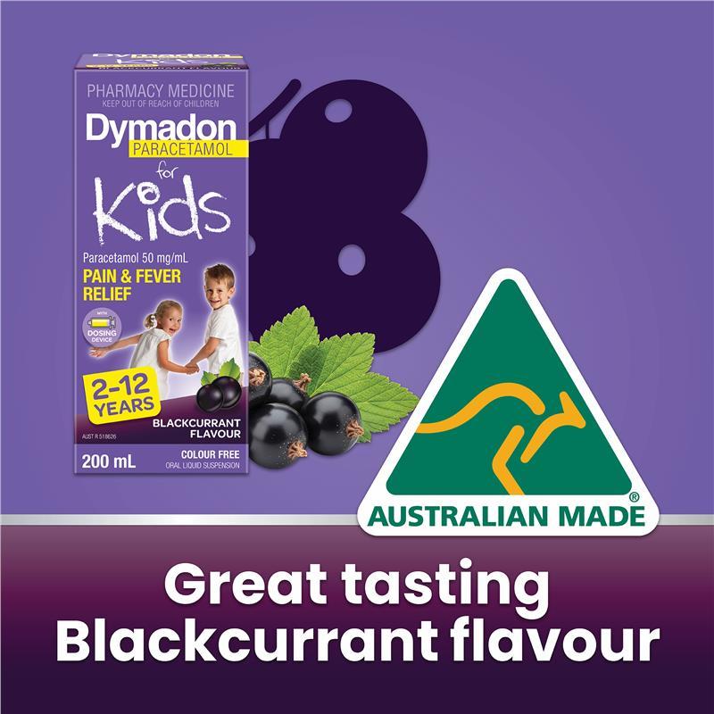 Dymadon for Kids Blackcurrant 2 Years - 12 Years 200ml