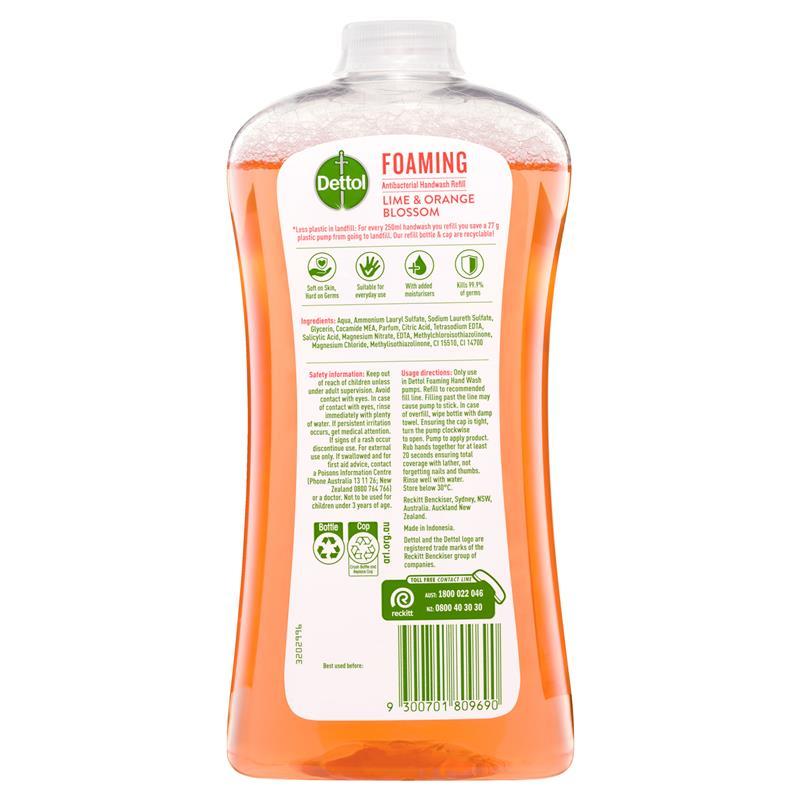 Dettol Antibacterial Foaming Hand Wash Lime & Orange Blossom Refill 900ml