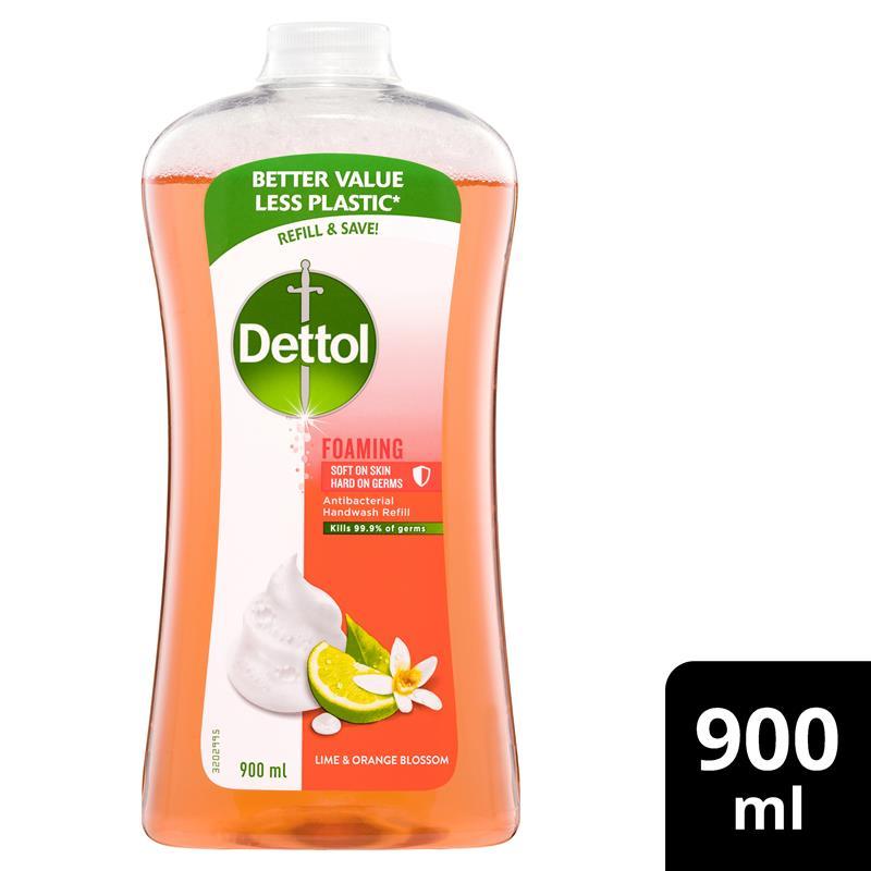 Dettol Antibacterial Foaming Hand Wash Lime & Orange Blossom Refill 900ml