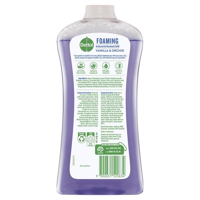 Dettol Antibacterial Foaming Hand Wash Vanilla & Orchid Refill 900ml