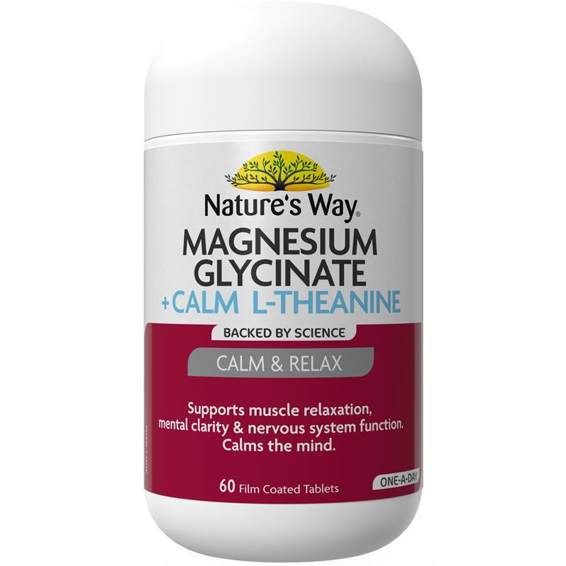 Nature's Way Magnesium Glycinate + Calm 60 Tablets Exclusive Size