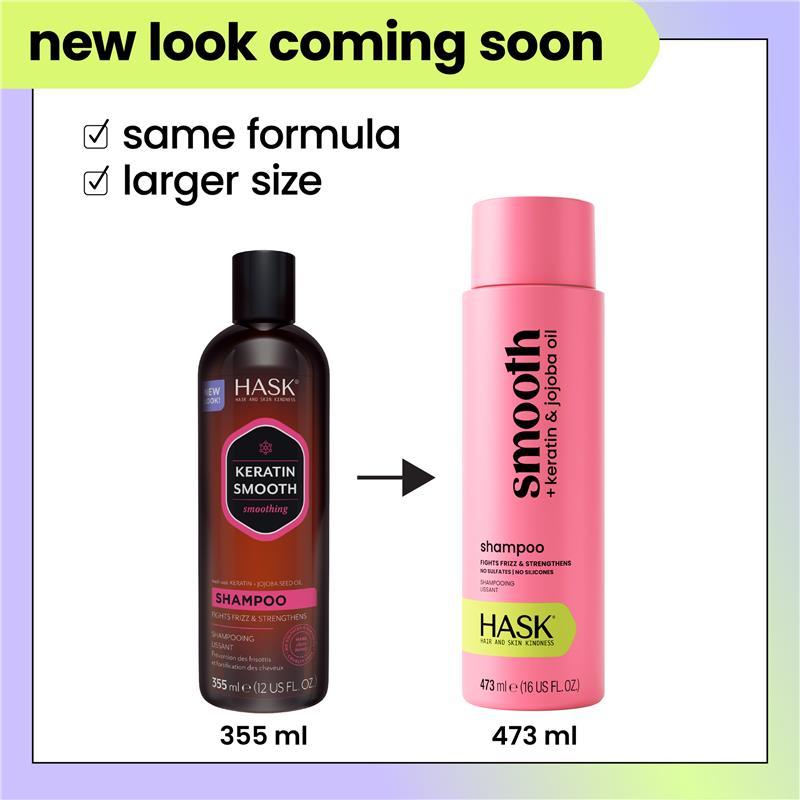 Hask Smooth + Keratin & Jojoba Oil Shampoo 473ml