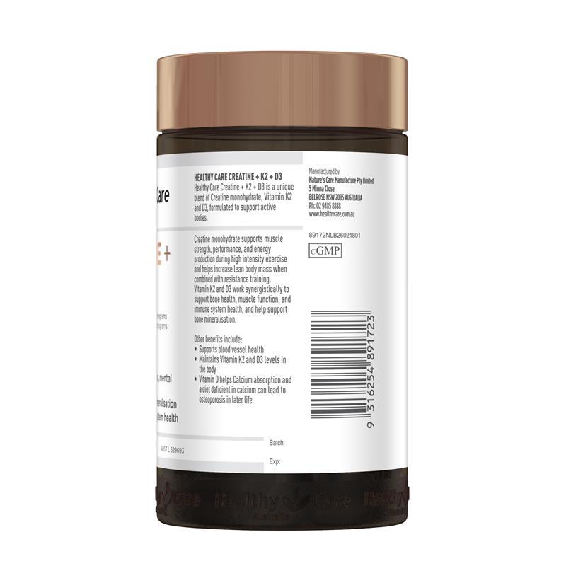 Healthy Care Creatine + K2 + D3 120 Tablets