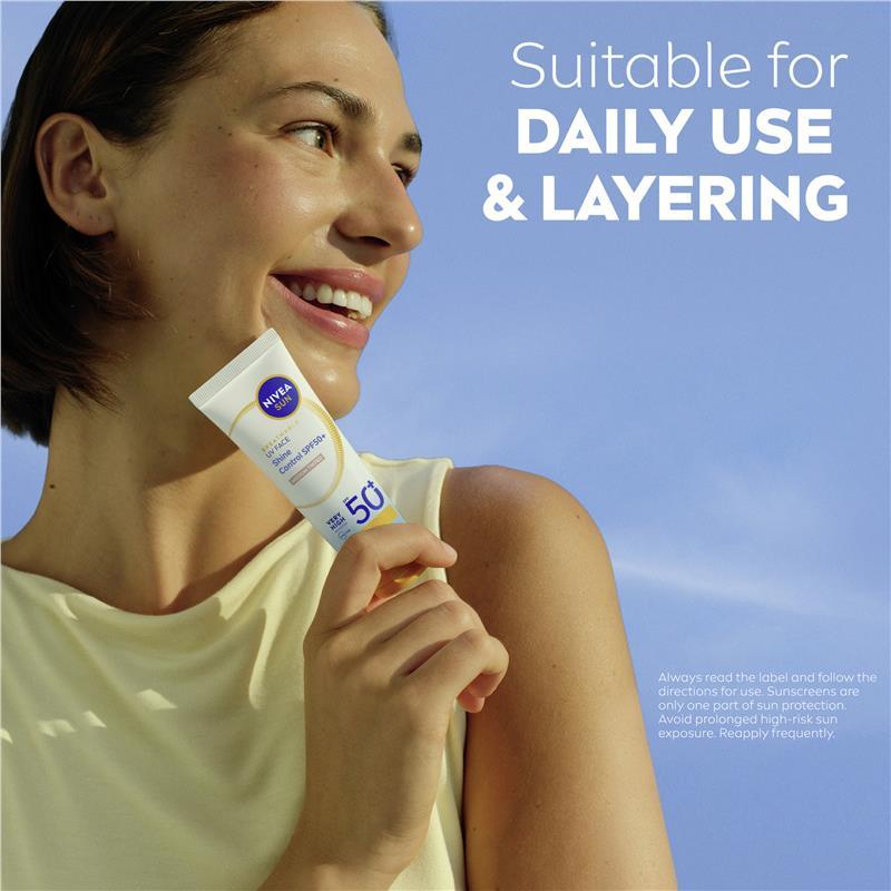 NIVEA Sun UV Face Shine Control SPF50+ Medium Tinted 40ml