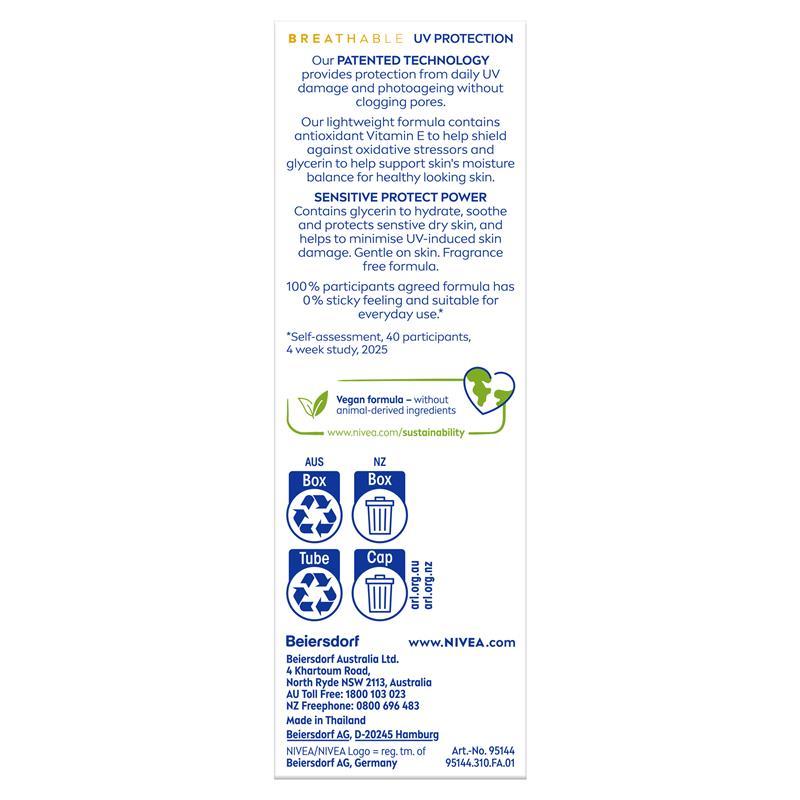 NIVEA Sun UV Face Sensitive SPF50+ 40ml