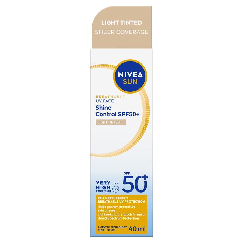 NIVEA Sun UV Face Shine Control SPF50+ Light Tinted 40ml