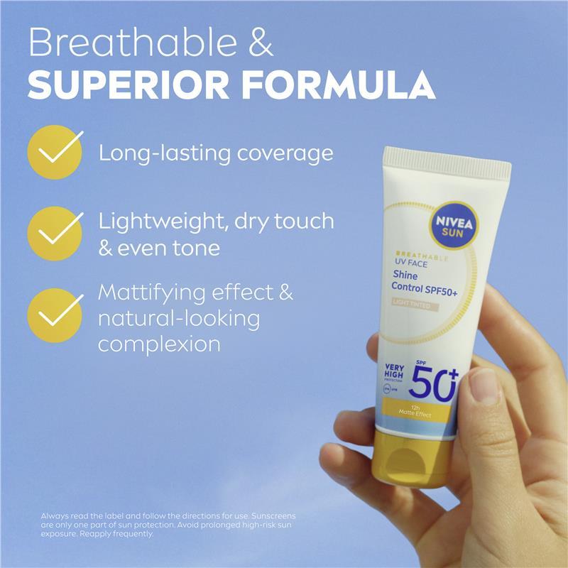 NIVEA Sun UV Face Shine Control SPF50+ Light Tinted 40ml