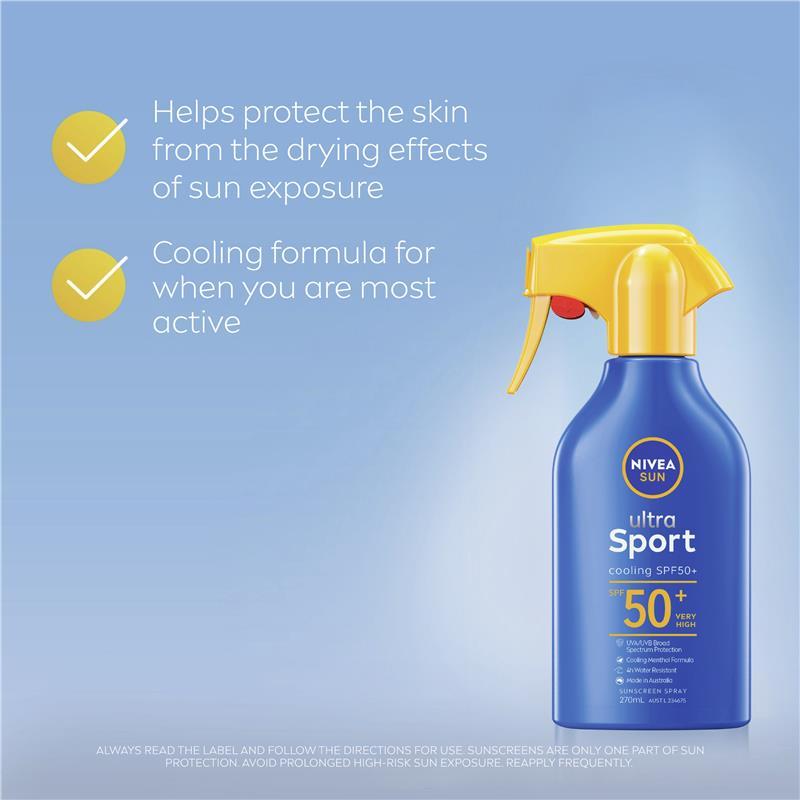 NIVEA Sun Ultra Sport Cooling Sunscreen Trigger Spray SPF50+ 270ml