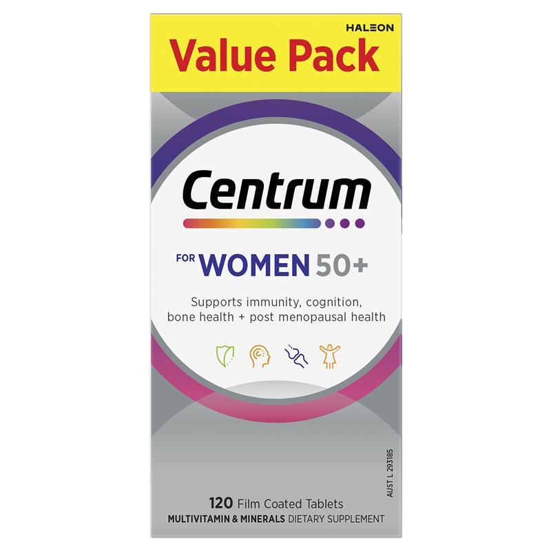 Centrum Multivitamin For Women 50+ 120 Tablets Exclusive Size