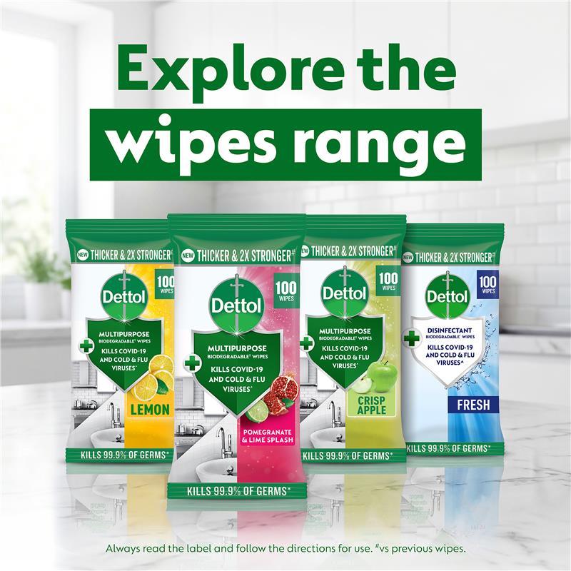 Dettol Multipurpose Wipes Lemon Burst 100 Pack