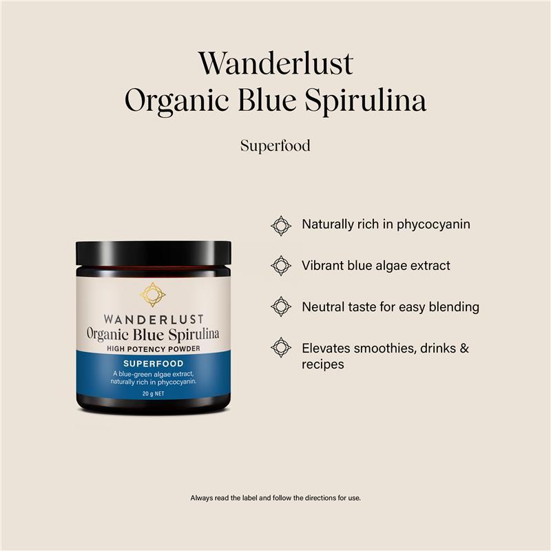 Wanderlust Organic Blue Spirulina 20g Powder