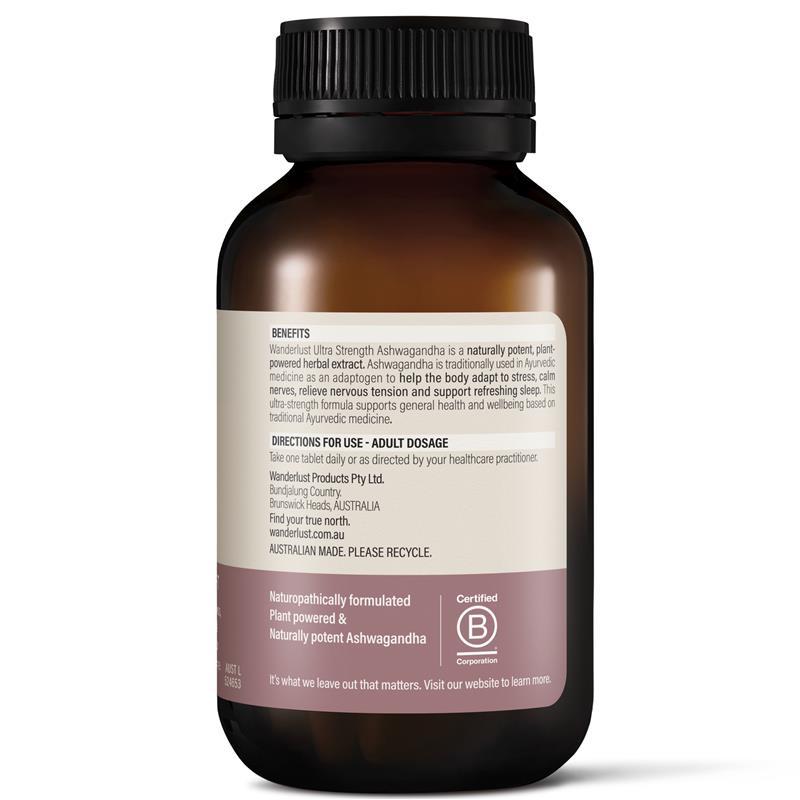 Wanderlust Ultra Strength Ashwagandha 1.3g 60 Tablets