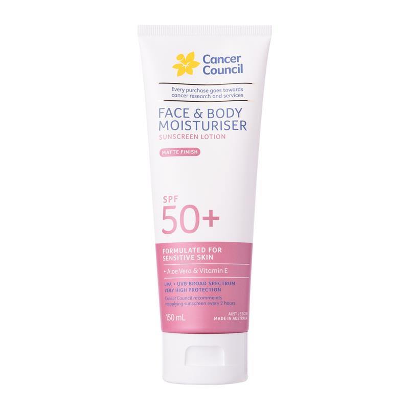 Cancer Council Face & Body Moisturiser SPF50+ 150ml