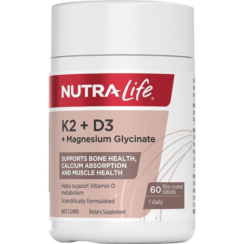 Nutra-Life K2+D3+ Magnesium Glycinate 60 Tablets