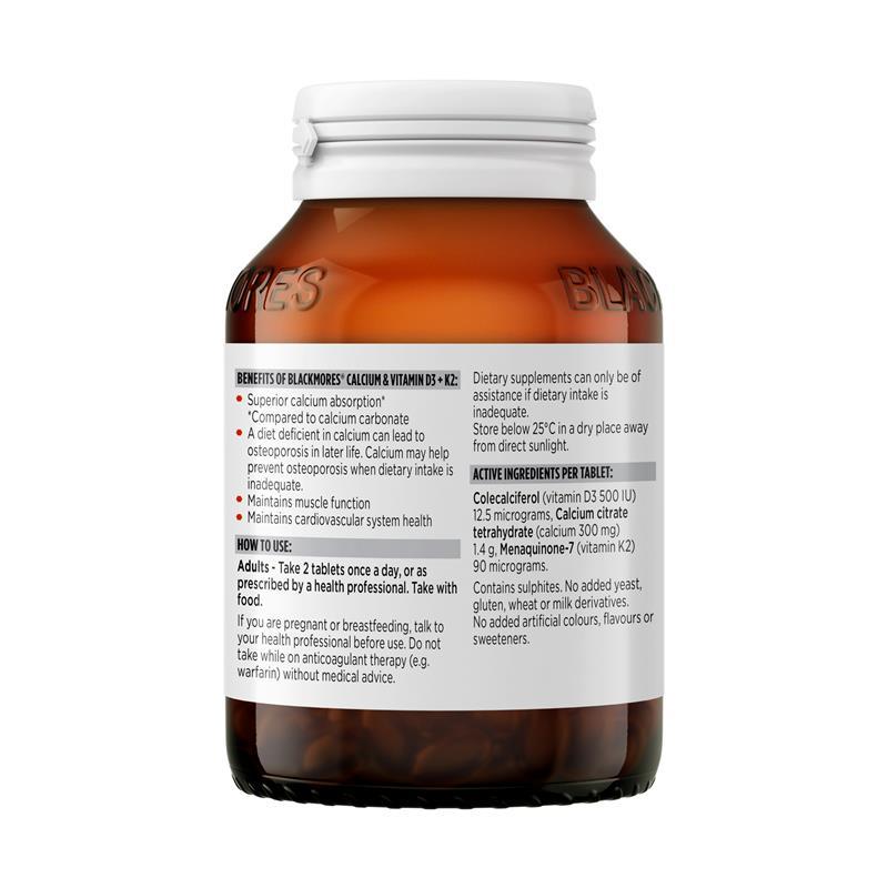 Blackmores Calcium & Vitamin D3 + K2 60 Tablets