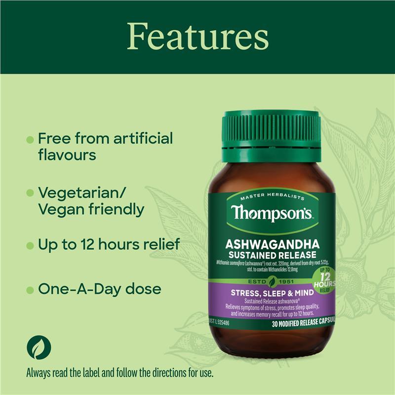 Thompsons Ashwagandha Sustained Release 30 Capsules
