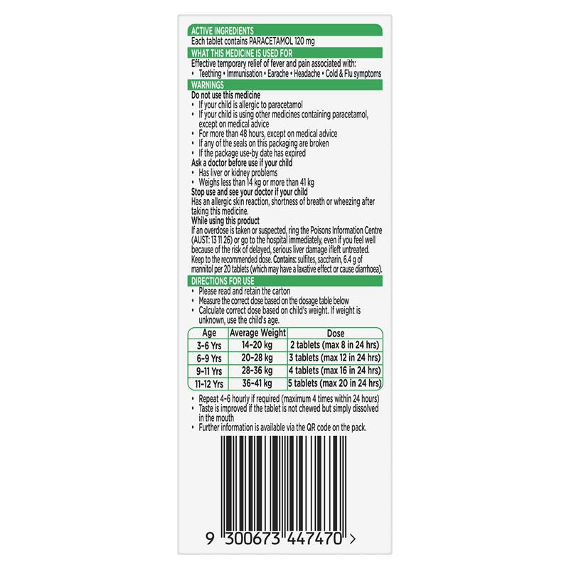 Panadol Children Chewable Tablets 3 Years+ 24 Tablets