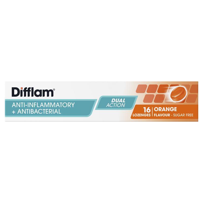 Difflam Sore Throat Sugar Free Orange 16 Lozenges