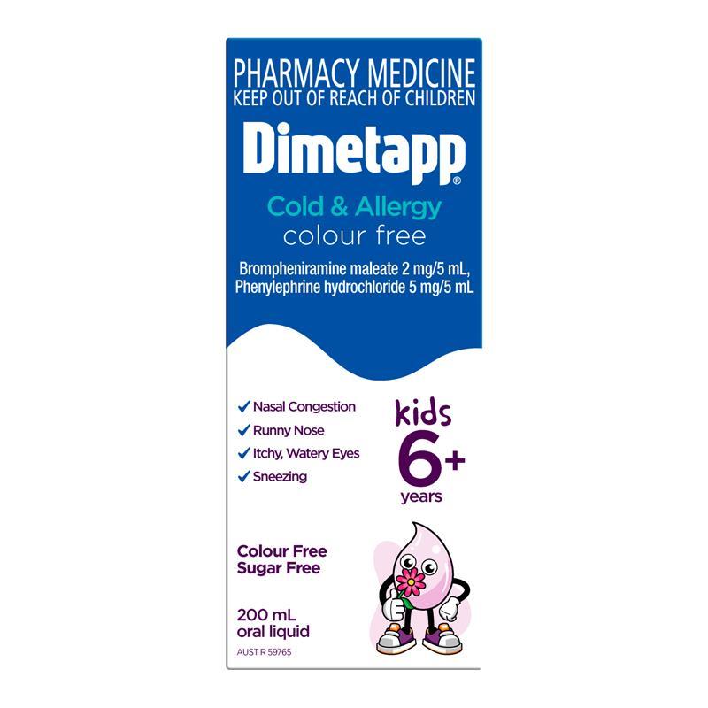 Buy Dimetapp Cold and Allergy Colour Free 200mL online at Chemist Warehouse