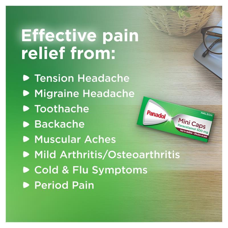 Panadol Paracetamol Pain Relief Mini Capsules 48 Capsules