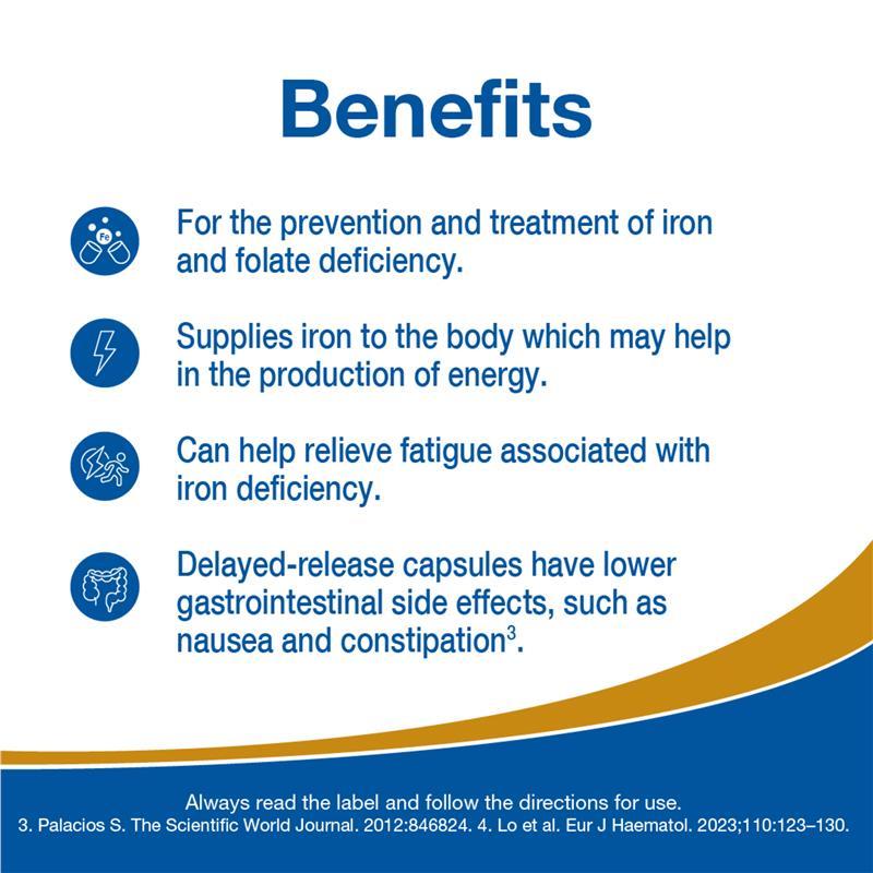 Fefol Iron & Folic Acid Delayed Release 30 Capsules