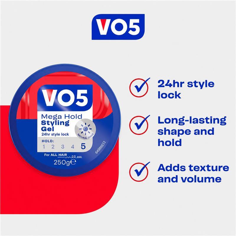 Vo5 Styling Gel Tub Mega Hold 250g