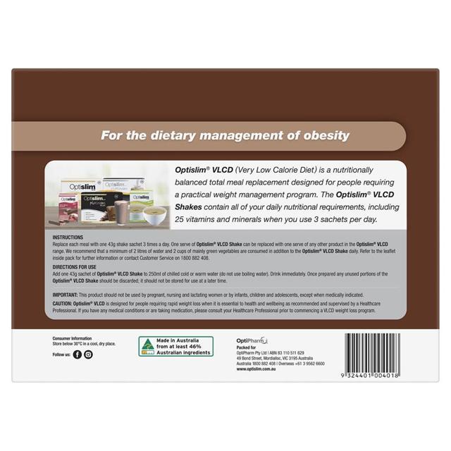 Optislim VLCD Meal Replacement Shake Choc Mint 21x43g Sachets main image 1