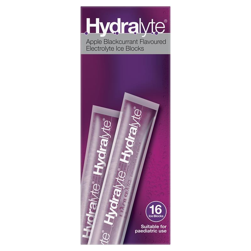 Hydralyte Rehydration Ice Blocks Apple Blackcurrant 16 Pack