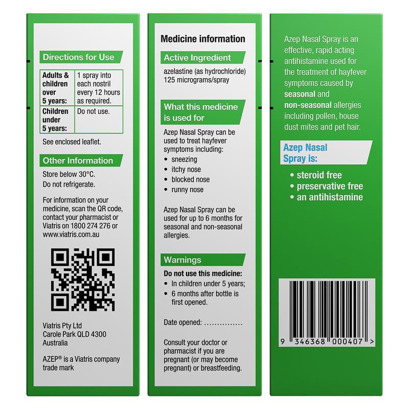 Buy Azep Hayfever Relief Nasal Spray 5ml online at Chemist Warehouse