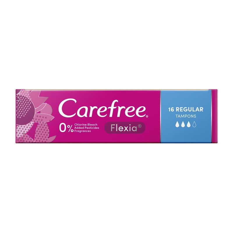 Carefree Flexia Fragrance Free Regular Tampons With Wings 16 Pack