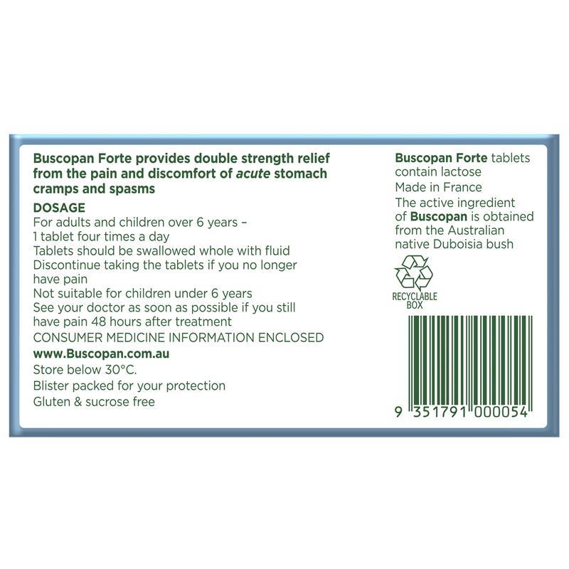 Buscopan Forte Stomach Cramps Pain Relief 20mg Tablets 10 Pack