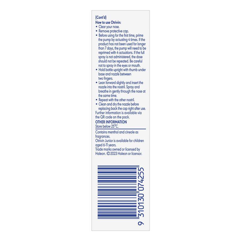 Otrivin Adult Nasal Spray Menthol 10ml