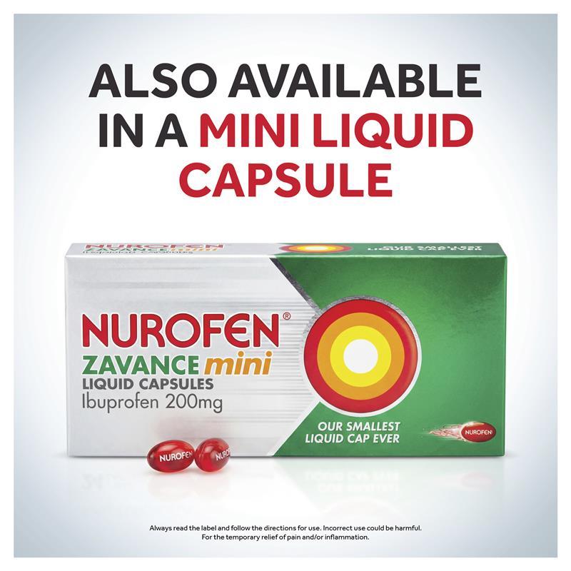 Nurofen Zavance Fast Pain Relief Liquid Capsules 200mg Ibuprofen 40 Pack