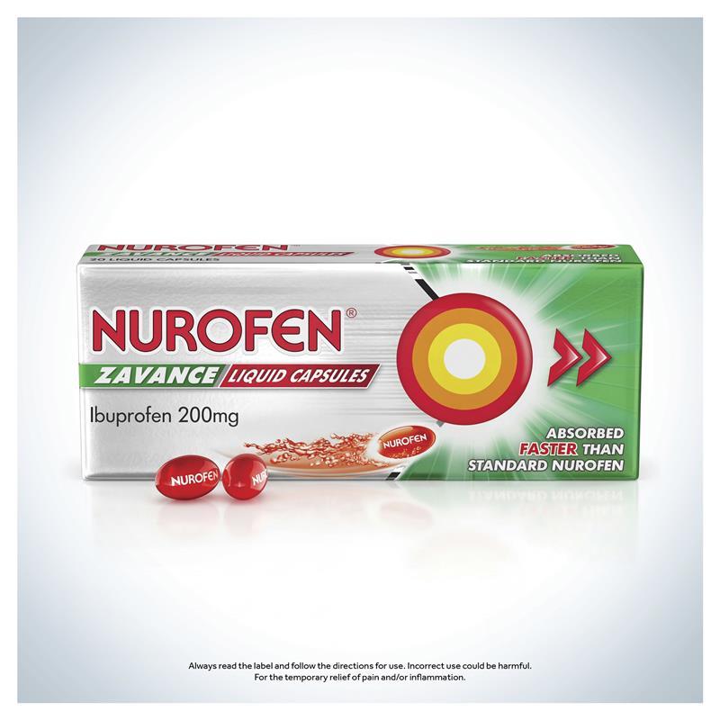 Nurofen Zavance Fast Pain Relief Liquid Capsules 200mg Ibuprofen 20 pack