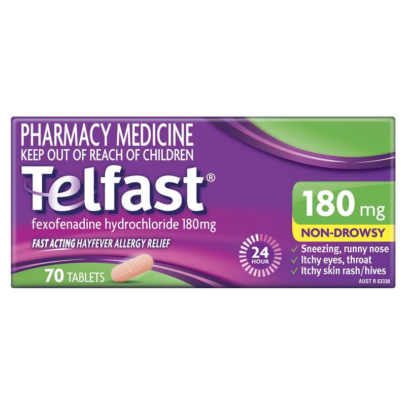 Telfast Hayfever Allergy Tablets 180mg 70 Pack