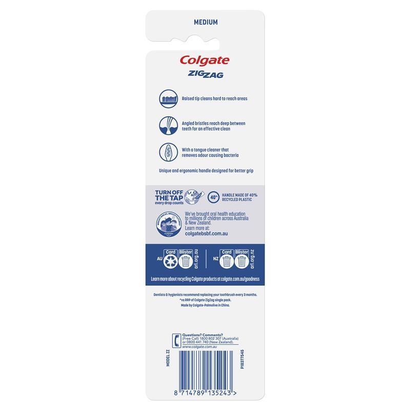 Colgate Toothbrush Zig Zag Daily Clean Medium Value 3 Pack