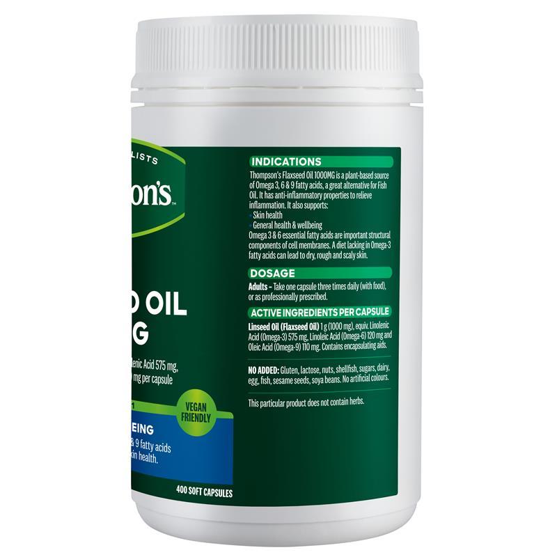 Thompson's Flaxseed Oil 1000mg 400 Vegi-Caps