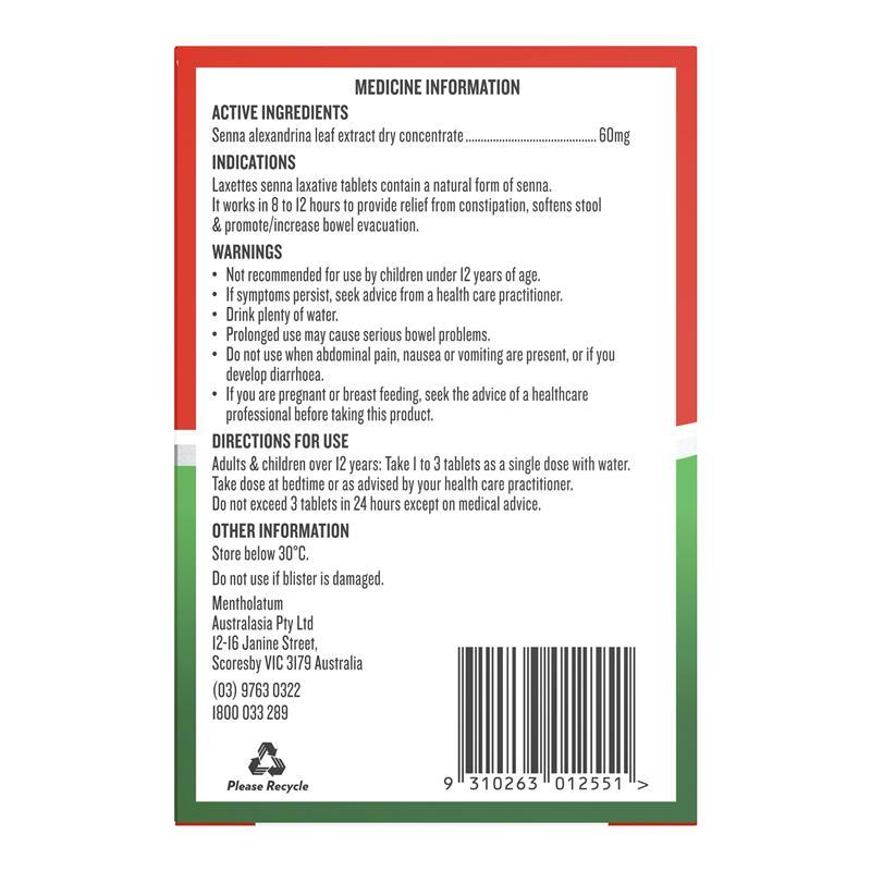 Laxettes with Senna 12mg 50 Tablets