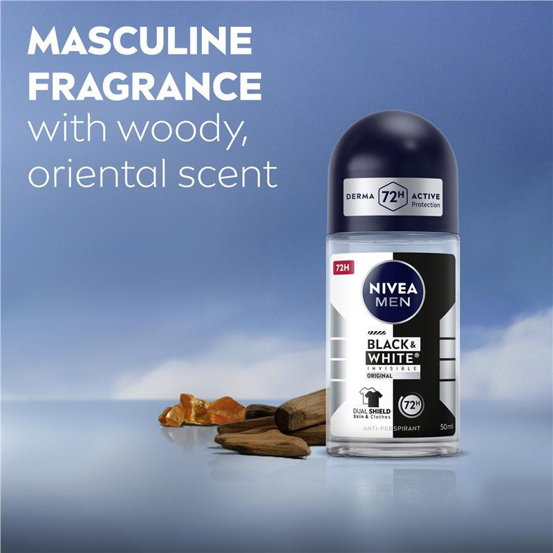NIVEA MEN Black & White Invisible Roll On Deodorant 72H Protection 50ml